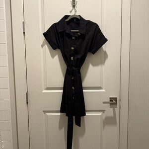 SHEIN Black Button-Up Dress